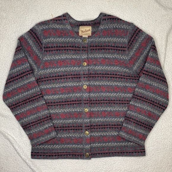 Woolrich Button Up Wool Fair Isle Cardigan: Size Small - Picture 1 of 10